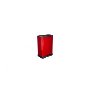 Poubelle ovale - 50l - acier inoxydable - rouge