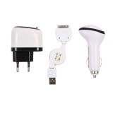 Kit 3 en 1 chargeur secteur et voiture + câble USB