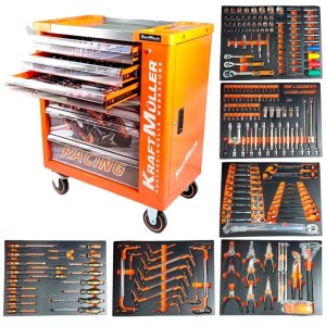 SERVANTE D'ATELIER RACING MOTO ORANGE 7 TIROIRS AVEC OUTILLAGE .KM-7/6 RACING