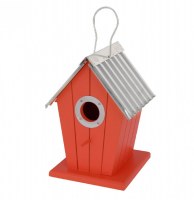 Nichoir - bois et métal - rouge
