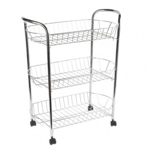 Rangement 3 étagères en métal - resserre 3 paniers - rangement cuis
