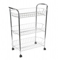 Rangement 3 étagères en métal - resserre 3 paniers - rangement cuis