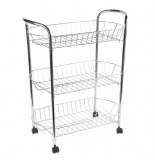 Rangement 3 étagères en métal - resserre 3 paniers - rangement cuis