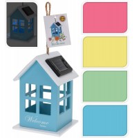 Abri oiseau avec éclairage solaire - 10 x 10 x 14,5 cm - bleu