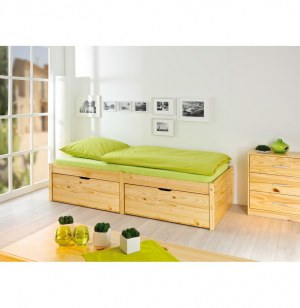 Lit multi-rangements lausanne - 96 x 209 x 48 cm - naturel