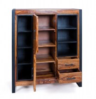 Bahut sheesham - 45 x 120 x 130 cm - bois et métal