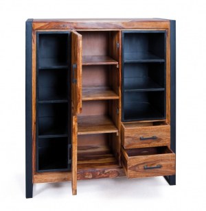 Bahut sheesham - 45 x 120 x 130 cm - bois et métal