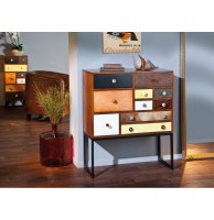 Commode flims - 35 x 90 x 105 cm - bois mdf et métal