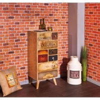 Commode navan - 35 x 45 x 102 cm - bois et cuir