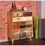 Commode lucan - 35 x 80 x 106 - bois et cuir