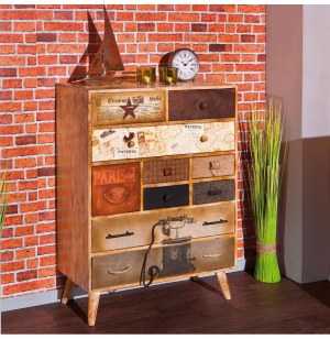 Commode lucan - 35 x 80 x 106 - bois et cuir