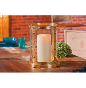 Photophore patna - 23 x 28 cm - métal et verre - laiton