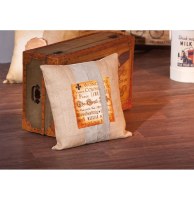 Coussin kelda - 45 x 12 cm - coton jute et cuir