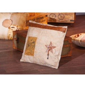 Coussin lukka - 50 x 12 cm - coton et cuir