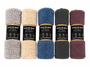 Tapis de bain chenille 40 x 60 cm – Ultra doux – Déstockage – Vente en gros