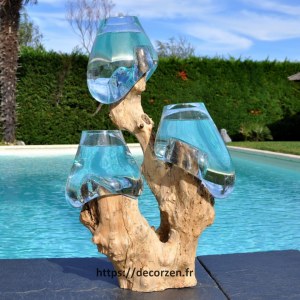 Destockage verre soufflé sur bois