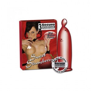 3 préservatifs rouge saveur fraise