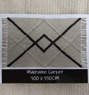 Lot de 3 tapis macramé 100 x 150 cm 100 % coton NEUF