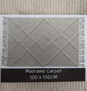Lot de 3 tapis macramé 100 x 150 cm 100 % coton NEUF