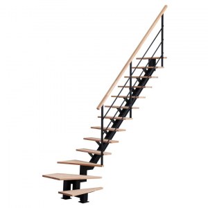 Escalier bois & métal quart tournant gauche avec rampe