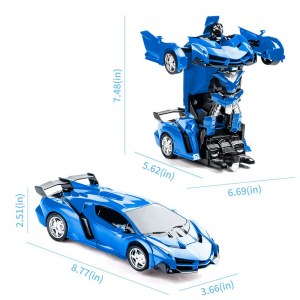 SHOP-STORY - 2 IN 1 RC CAR BLUE : Voiture 2 en 1 transformable en robot