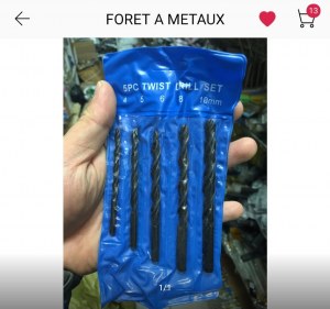 12 x Sets 5 Mèches Foret métaux 4 5 6 8 10mm