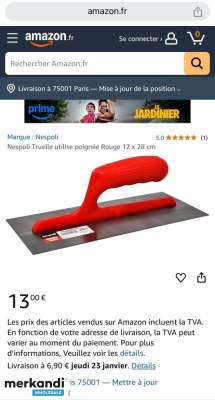 Destokage Nespoli Truelle utilise poignée Rouge 12 x 28 cm