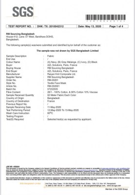 Masque tissu lavable 20 fois certifié