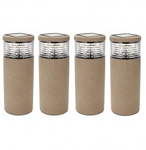 Poteaux solaire - bornes effet pierre - lot de 4 - luminaires extérie