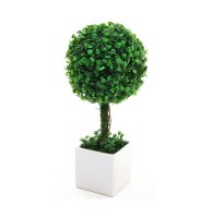 Boule de buis - plante artificielle avec pot en céramique - d
