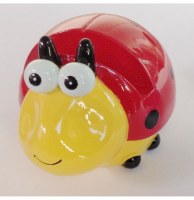 Porte lunettes - support en forme de coccinelle rouge et jaune