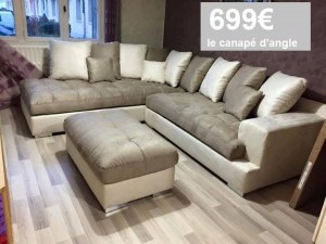 DIRECT GROSSISTE CANAPE D'ANGLE LOANA AVEC SES COUSSINS