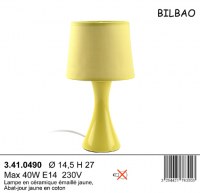 LAMPE CERAMIQUE BILBAO JAUNE H 27cm