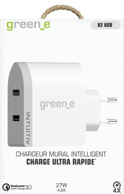 CHARGEUR 2 USB TRES RAPIDE AVEC LED