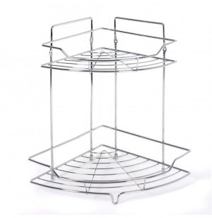 Etagère d'angle de salle de bain 2 plateaux - a poser ou à suspendre