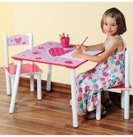 Table et deux chaises pour chambre d'enfants - ensemble mobilier pour
