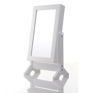 Armoire à bijoux avec miroir inclinable - blanc - rangement bijoux