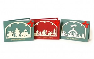 Lot de 3 Cartes de Voeux "Fenêtre de Noël"