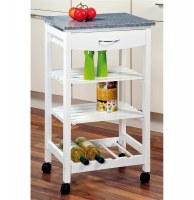 Desserte de cuisine en bois et plateau granit - rangement cuisine