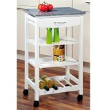 Desserte de cuisine en bois et plateau granit - rangement cuisine