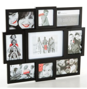 Pêle-mêle 9 photos - cadre multi photos - noir