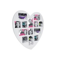 Pêle-mêle 13 photos - cadre multi photos en forme de coeur - blanc
