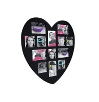 Pêle-mêle 13 photos - cadre multi photos en forme de coeur - noir