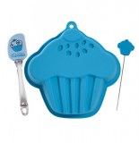 Moule à gateau en silicone - forme cupcake - avec spatule et testeur
