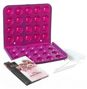 Coffret à pop cakes - moule pour 20 pop cakes, 40 bâtonnets et 1 liv