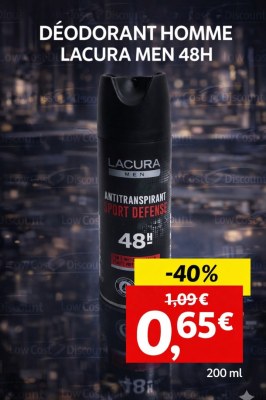 Déodorant Homme LACURA MEN 48H – Antitranspirant Sport Defense