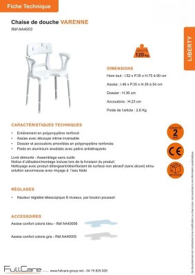 Chaises de douche FULLCARE VARENNE