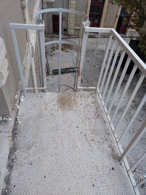 Echelle à crinoline et plateforme métallique