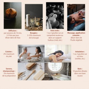 Huiles essentielles en coffret et flacons