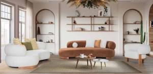 SALON CANAPE FAUTEUIL DESIGN BOUCLETTE